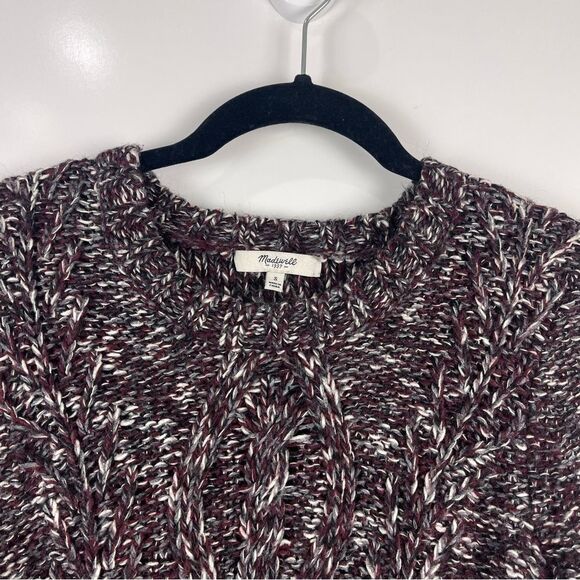 Madewell Firelight Marled Cable Knit Crewneck Sweater Winter Women's Size Small - Picture 5 of 7